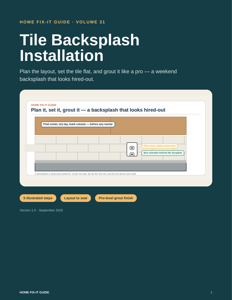 Tile Backsplash Install Guide PDF | Kitchen Backsplash DIY | Tiling eBook