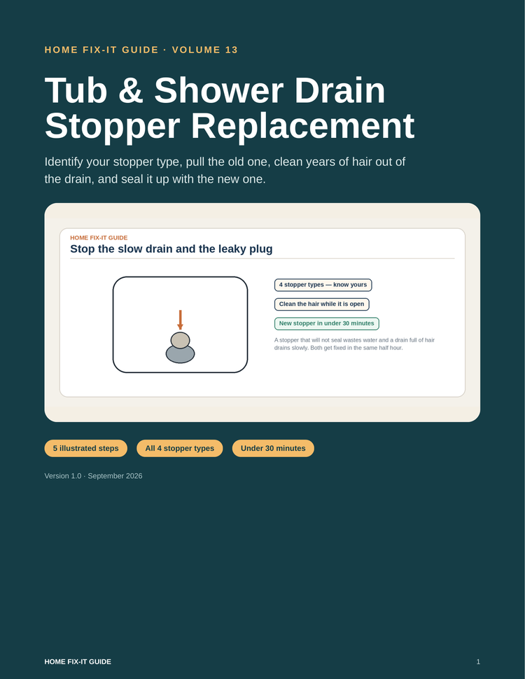 Tub Drain Stopper Guide PDF | Replace Bathtub Drain Stopper DIY | Bathroom eBook