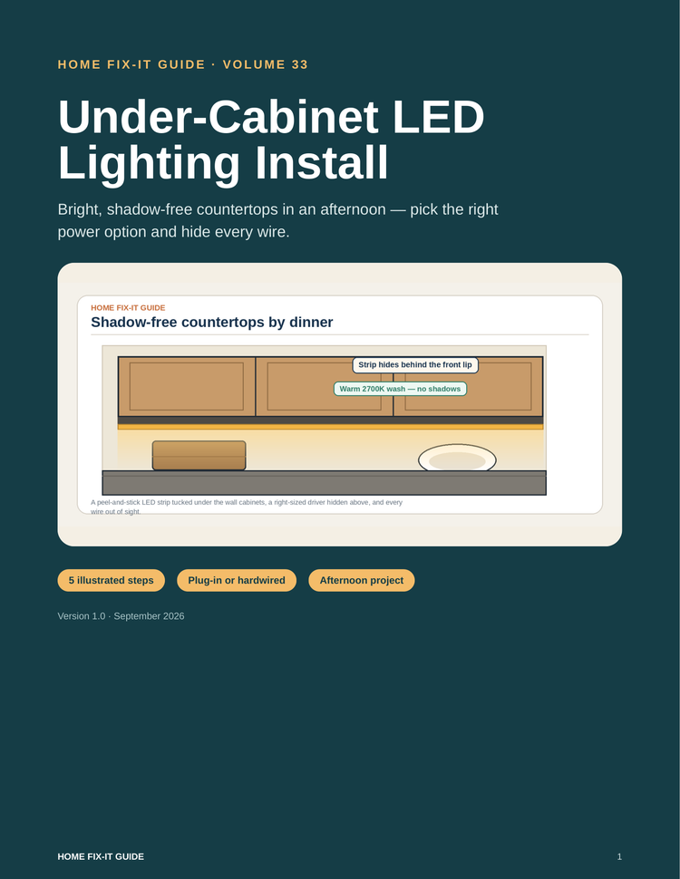 Under Cabinet Lighting Guide PDF | DIY LED Strip Install | Kitchen eBook