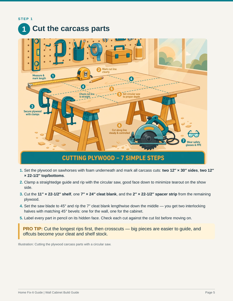 Wall Cabinet Build Guide PDF | Small Storage Cabinet Plans DIY | Woodworking eBook