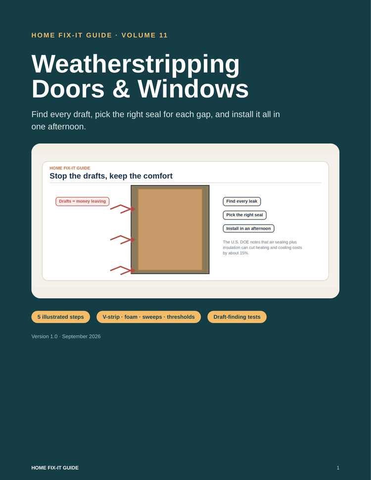 Weatherstripping Guide PDF | Seal Drafts Around Doors Windows | DIY eBook
