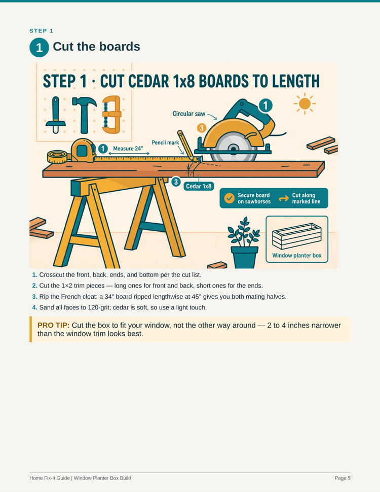 Window Planter Box Build Guide PDF | Flower Box Plans DIY | Gardening eBook