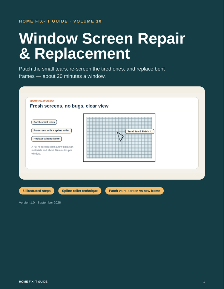 Window Screen Repair Guide PDF | Rescreen Window DIY Instructions | eBook