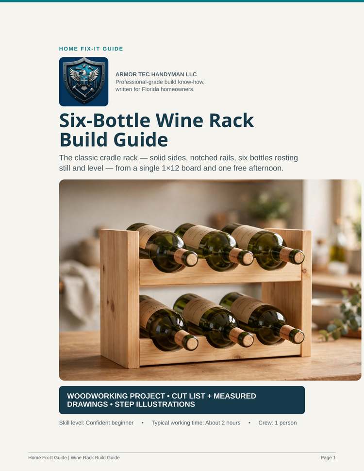 Six-Bottle Wine Rack Build Guide PDF | Countertop Wine Rack Plans DIY | Woodworking eBook