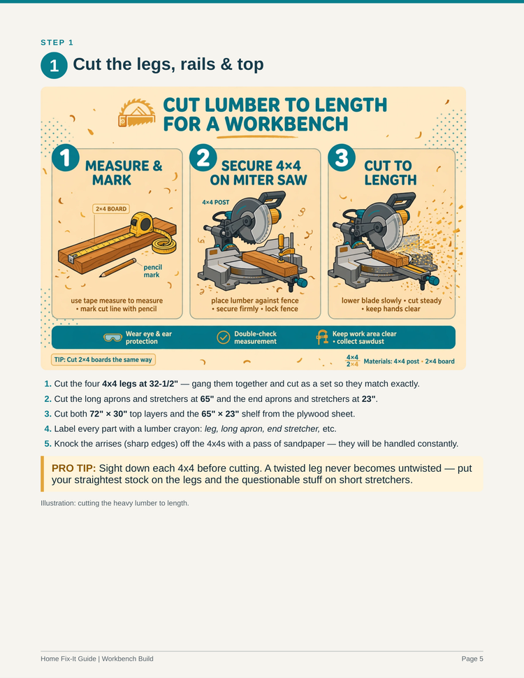 Workbench Build Guide PDF | Sturdy Garage Bench Plans DIY | Workshop eBook